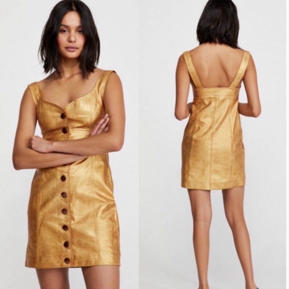 Free People Goldie, leather bronze, mini dress - Picture 9 of 15